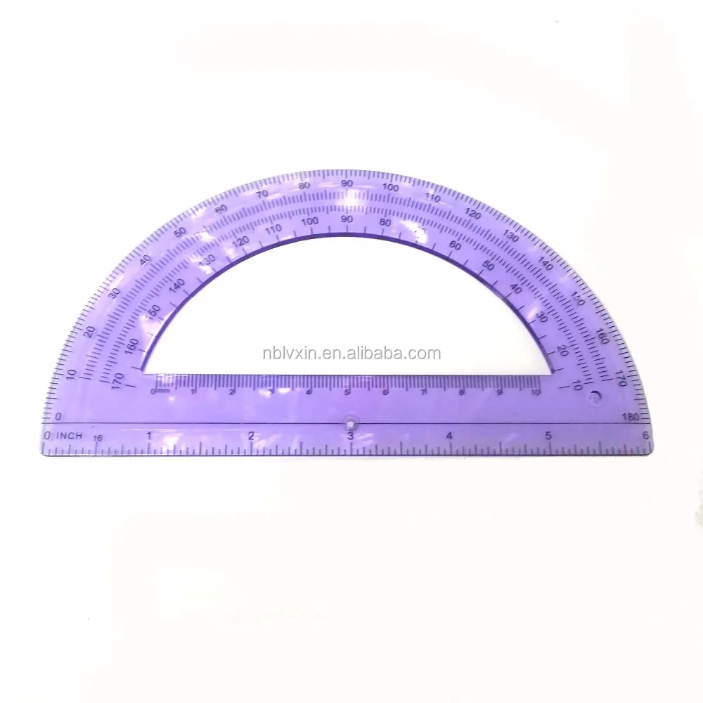 half round custom logo printing plastic protractor ruler