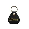 Black Leather Keychain Guitar Picks Holder Bag Soft Case with hot stamp logo