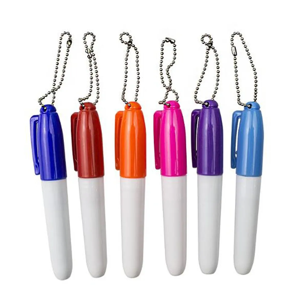 Mini Permanent Markers With Golf Keychain Clips,Fine Point,Black Ink