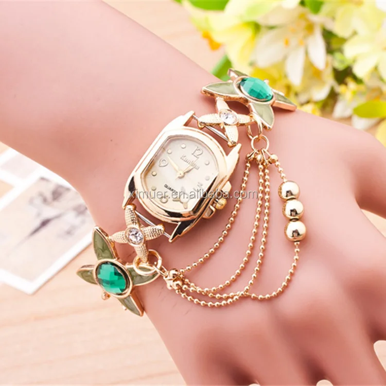 Pretty Fashion Bracelet Watch Gold Bead Chain Tassels Watches Buy Tassels Watches,Gold Watch
