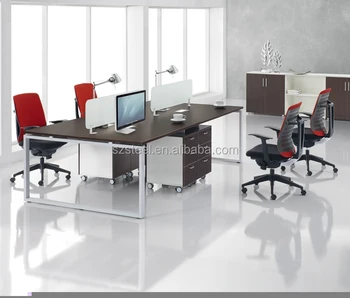 Customizable Computer Modular 4 Person Office Workstation 4 People