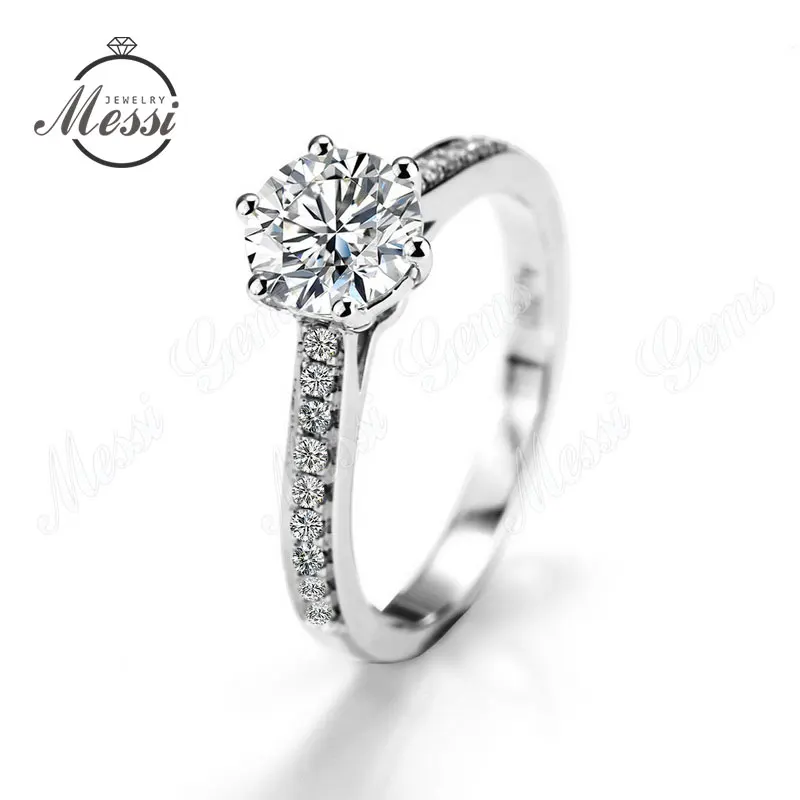 14K white gold women wedding 1carat moissanites solitaire wedding ring