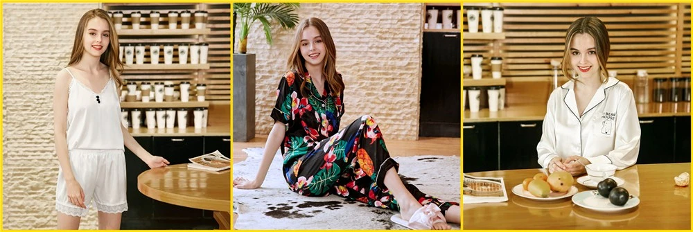 lady satin kimono bathrobes