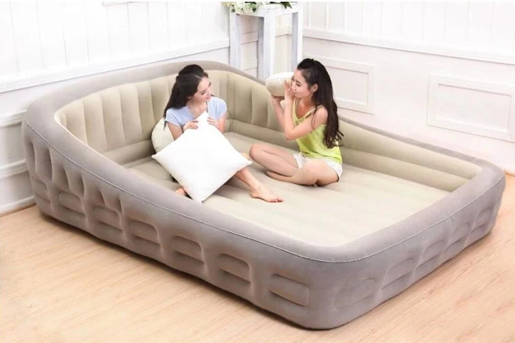 Bedroom Furniture Round Blow Up Flocked Double Airbed ...