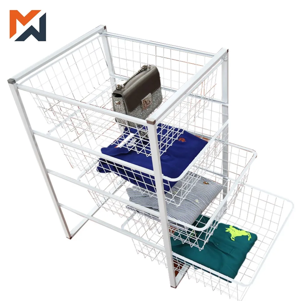 Movable Wire Mesh Basket Clothes Metal Basket For Home Wardrobe Design