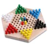 All Natural Wood Chinese Checkers with Wooden Marbles for children,High-grade wooden game chess