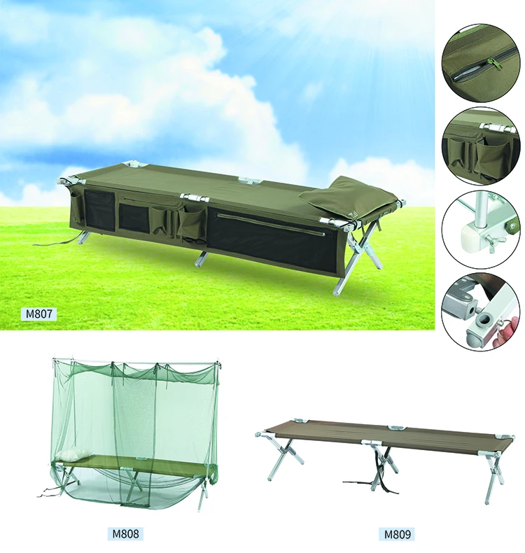 New Design Outdoor Double Folding Portable Camping Bed With Pillow M807