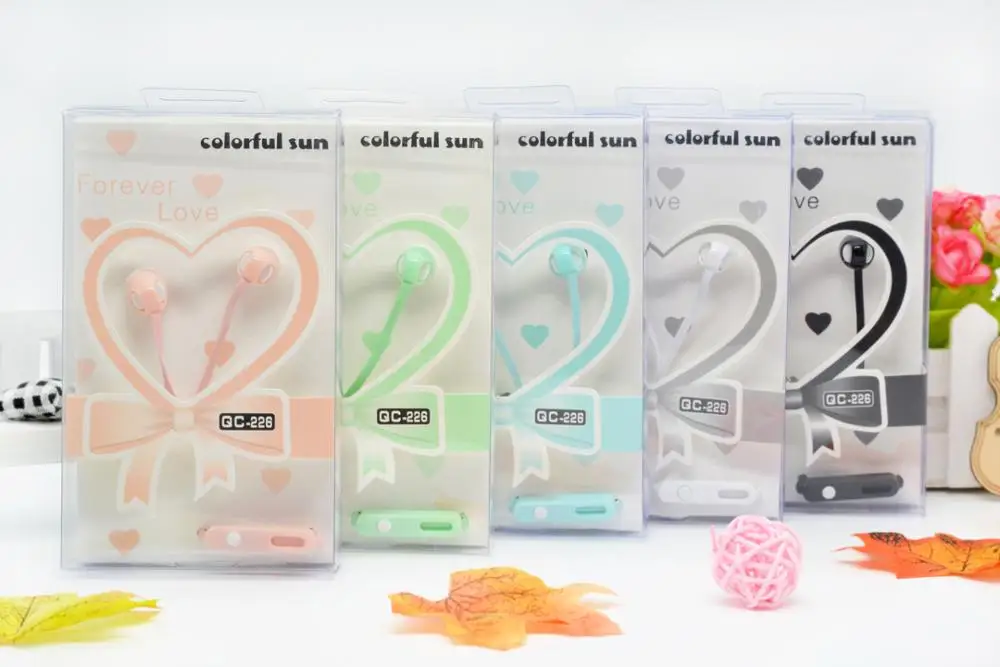 Plastic Box Packing Earphones Wired In Ear Earphones With Microphone