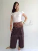 100% Thai Cotton Fisherman Pants Massage Two-Tone Brown Long Wrap Trousers Thai Fashion Pants