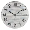 White Rustic Farmhouse Solid Wood Large Decorative Wall Clock