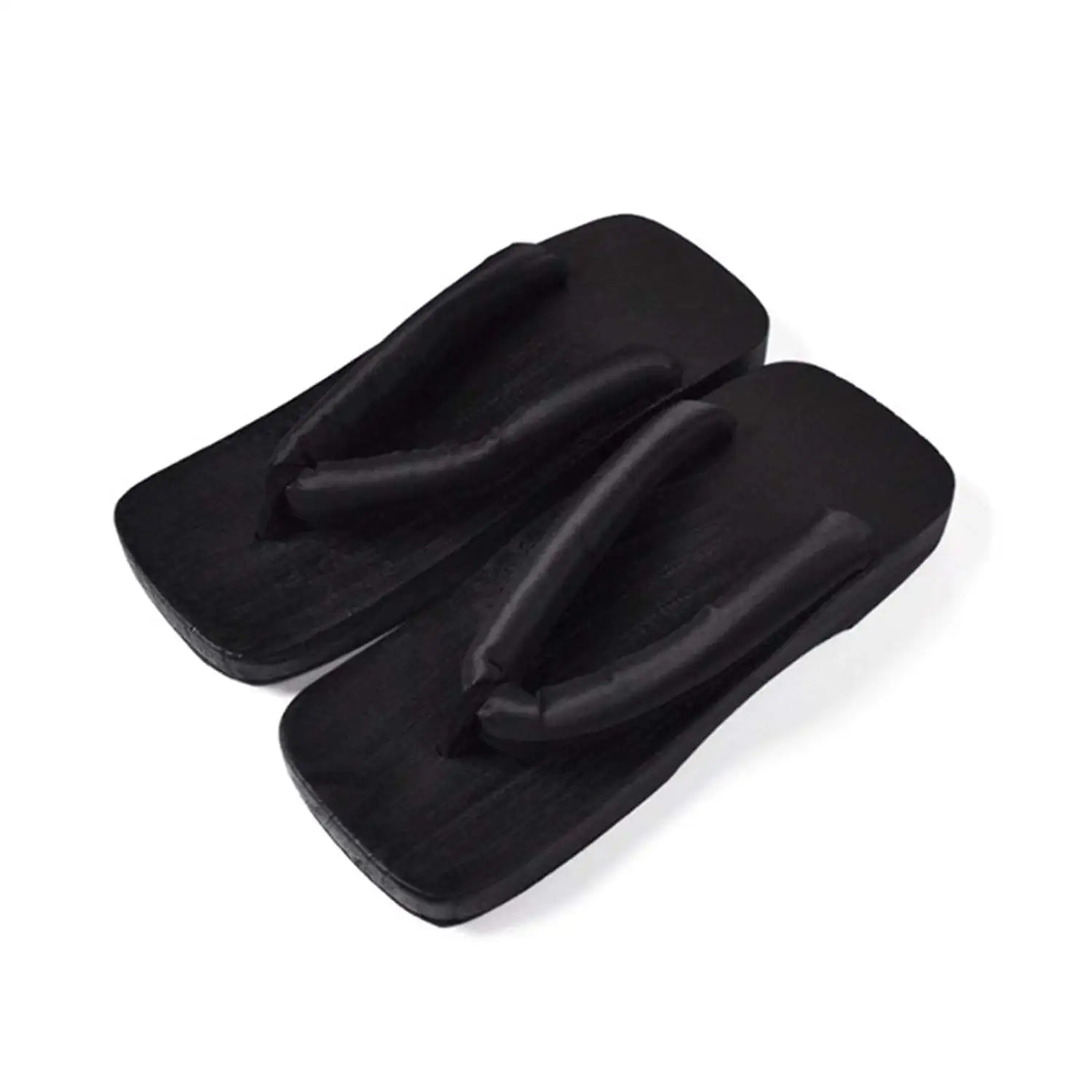 wamami Black Men Adult Wood Yukata Kimono Timber Shoes Cosplay Geta 25cm
