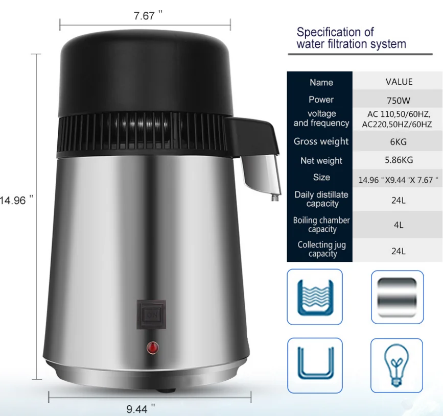 4l Portable Stainless Steel Water Distiller Machine - Buy Water ...