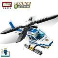 GUDI Police Helicopter Blocks for Children Model Building Kits Small Particles Assembled Ariplane Blocks Toys Christmas