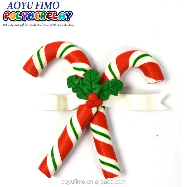 christmas polymer clay candy cane shape hang ornament