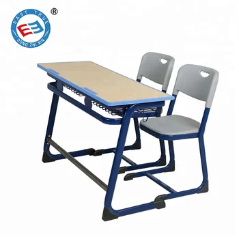 Double Seat Pp Student Desk And Chair For College Plastic School