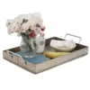 Antique Rectangle Galvanized Metal Tea Coffee Serving Tray