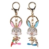 Cartoon naughty rhinestone rabbit keychain metal key chain for kids