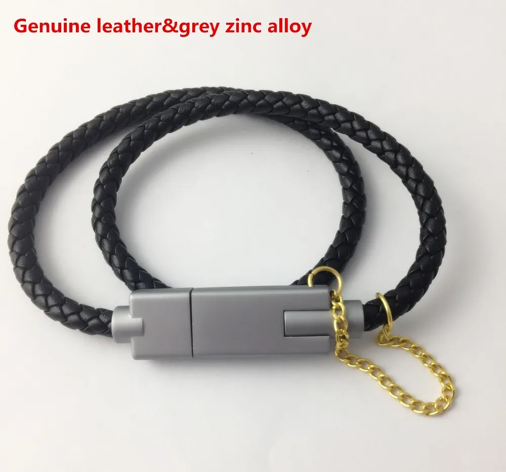 Stylish Wearable Usb Charging Cable Bracelet Leatherjewelry Wristband
