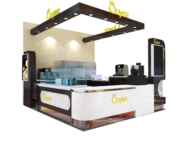 Modern Coffee Mall Kiosk With Booth High Quality Wooden Shopping Mall Food Kiosk Custom Bar