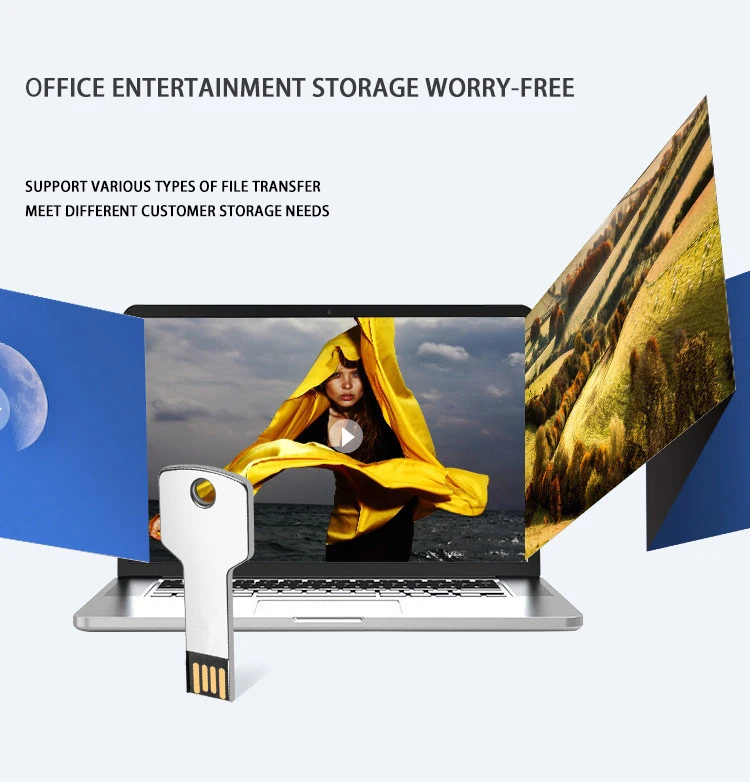 Hot Sale Metal Key Shaped Usb Flash Drive 2GB 4GB 8GB 16GB 32GB 64GB Memoria Stick With Custom Logo - ANKUX.COM