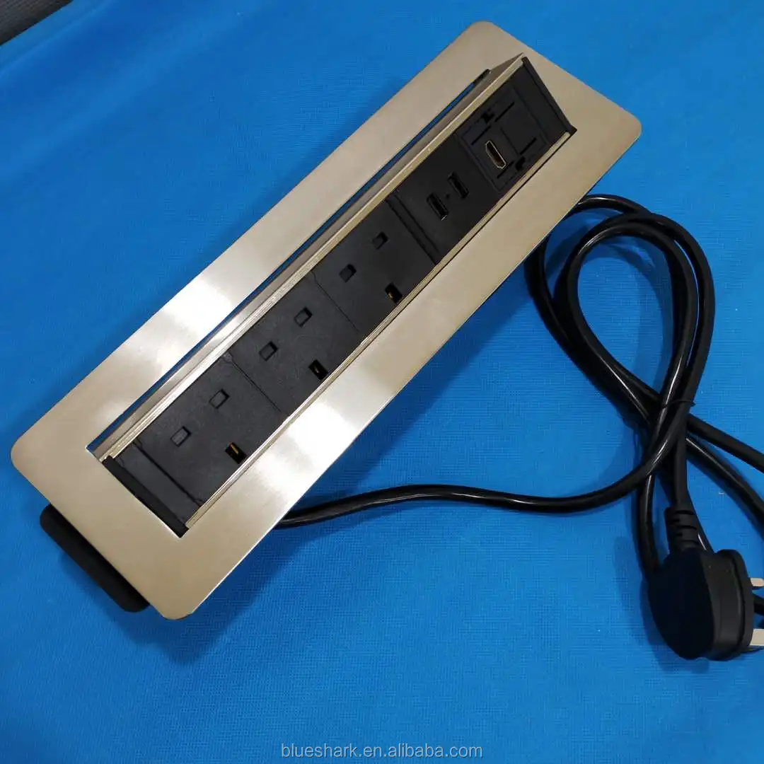 Horizontal Hydraulic Pop Up Uk Power Outlet Desk Socket With Usb Port