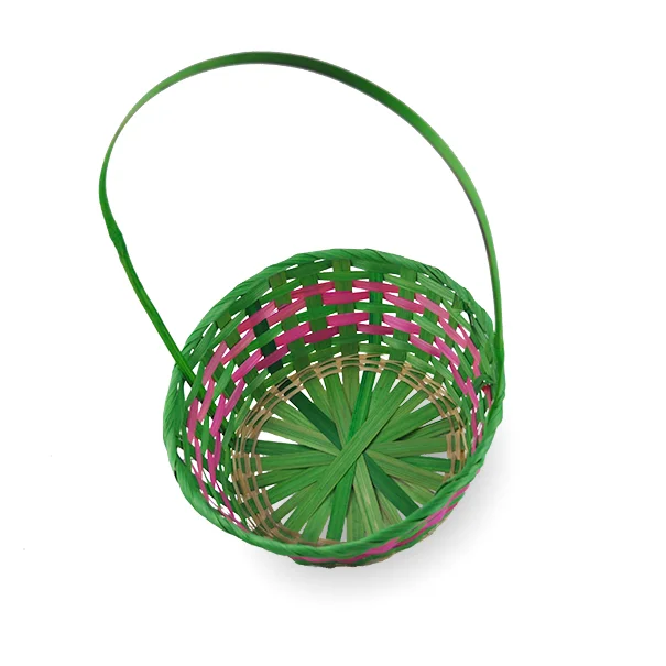 15'' Wholesale Handwoven Round Rainbow Bamboo Easter Baskets With