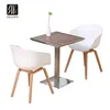 HPL laminate top stainless steel askew border with stainless steel base Dining Table for cafe restaurant