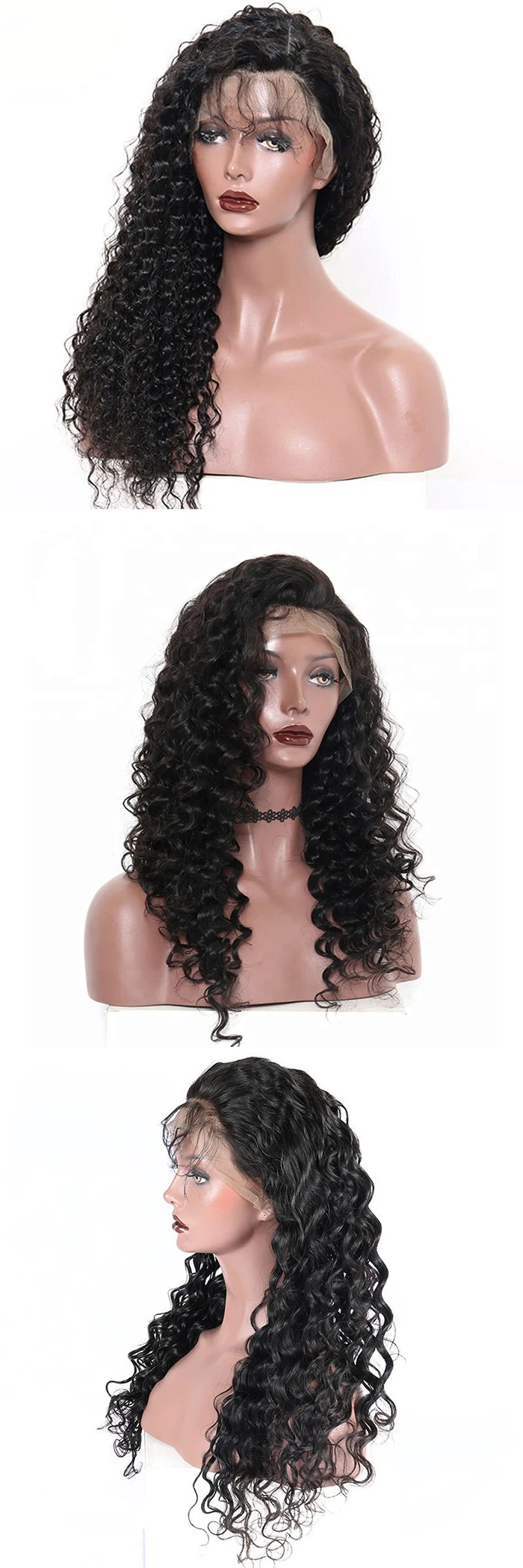 natural color unprocessed wholesale cheap price excellent quality high density loose curly lace front wigs