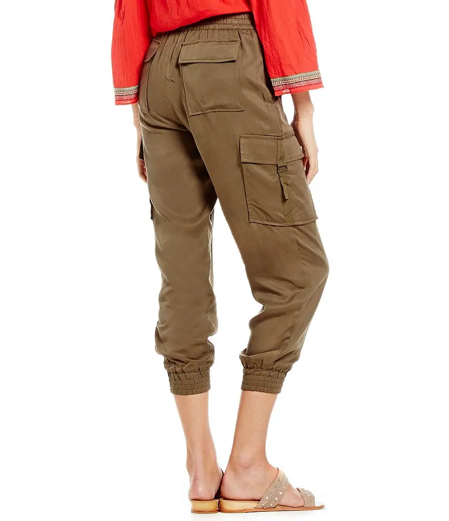 womens cotton drawstring cargo pants