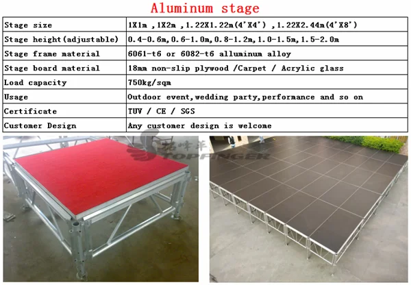 Aluminum Portable Steel Retractable Curtain Stand Collapsible Theme Concert Folding Indoor Wooden Platform Floor Stage On Sale