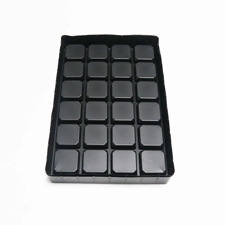 Custom Disposable 24 Compartment 0.7mm Black Ps Plastic Vacuum Forming