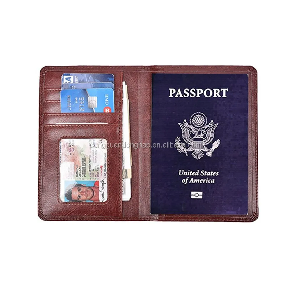 Wholesale Manufactory Price Fashion RFID Blocking PU Passport Wallet And Exclusive Travel Genuine Leather Passport Holder Cover