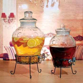 10l Glass Large Jar With Lid & Water-tap For Food Storage/ Wine Glass ...