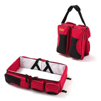 Large Capacity Portable Baby Travel Cot Bassinet Crib Diaper Tote Bag 3 In 1 Maternity Care Mom Traveling Bags