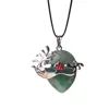 Charm Colorful Semi Precious Stone Green Aventurine Mask Pendant Necklace With Silver Finding