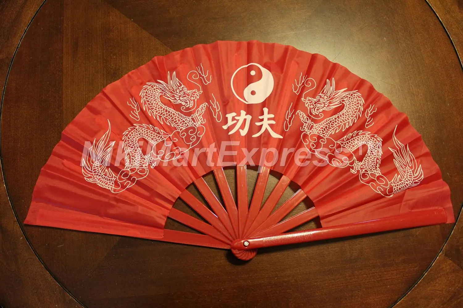 Oriental Dragon Kung Fu/Tai Chi/Dance/Practice Performance Hand Folding Fan Red