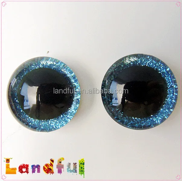 Yeux poupée ancienne bleu azur 11mm azur Blue mouth blown eyes antique