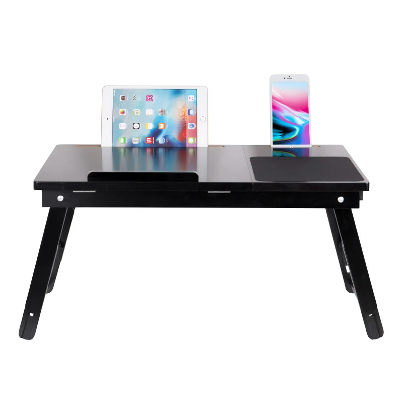 
BAMBKIN Portable Folding Bamboo Adjustable Laptop Table Bed Study with Tilting Top and Drawer 