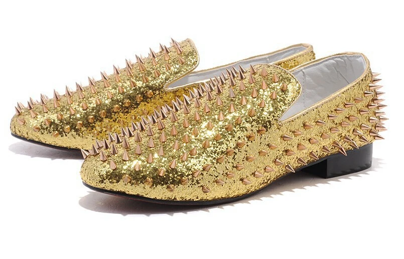 gold sparkle loafers