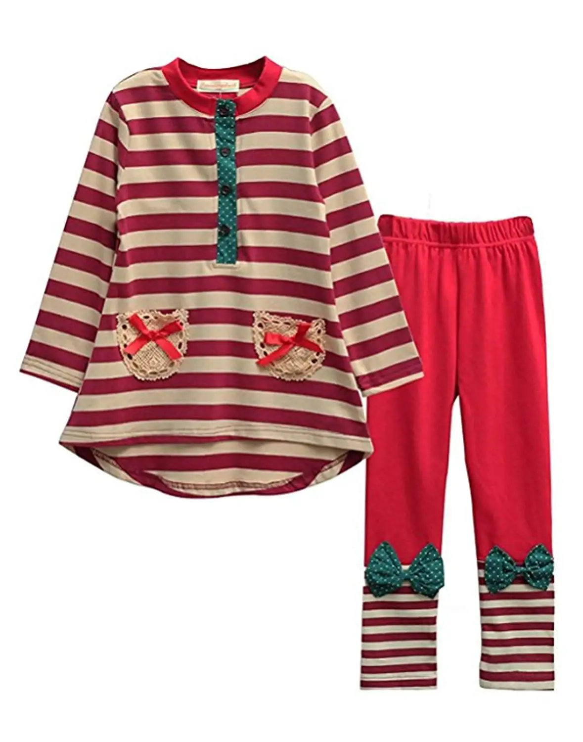Thrivqyaf Little Girls 2pcs Rabbit Print Top+Legging Outfit Sets with Pockets