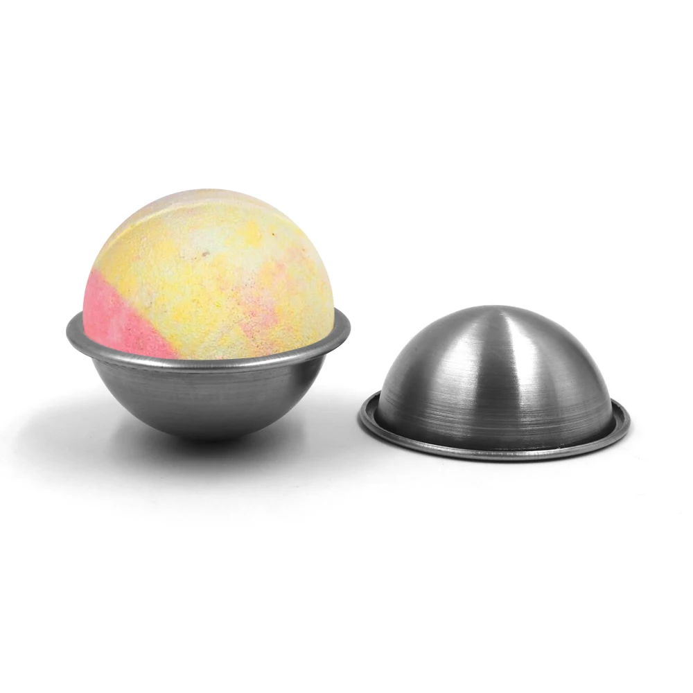 High Grade Stainless Steel Soap Mold Round Bath Bomb Molds With Lip