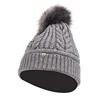 Monochrome Braided Knit Technique With Many Color Choosing Faus Fur Beanie Hat For Unisex