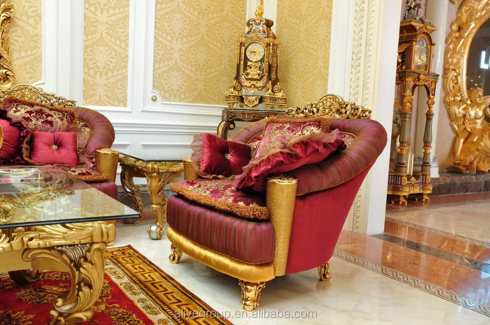 Juego De Sofás De Lujo Estilo Barroco Real,Conjunto De Sofá De Sala De