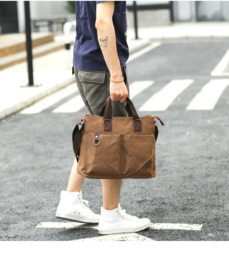 china manufacturer factory direct men shoulder bag custom canvas handbags for men vintage designer large causal briefcase 2020