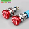 Reset Latching Red Sign 19mm 22mm Mushroom Emergency Stop Push Button Switch