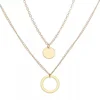 Popular Two Disc Pendants Adjustable Necklace Gold Double Layered Chain Necklace