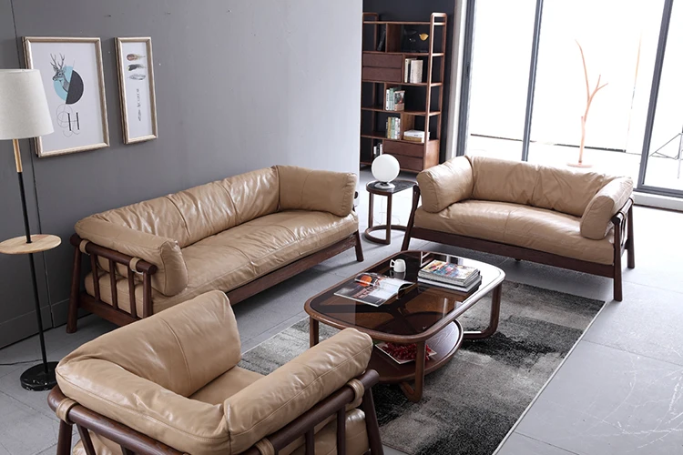 Modern leather sectional sofa apartment leather sofa set living room furniture