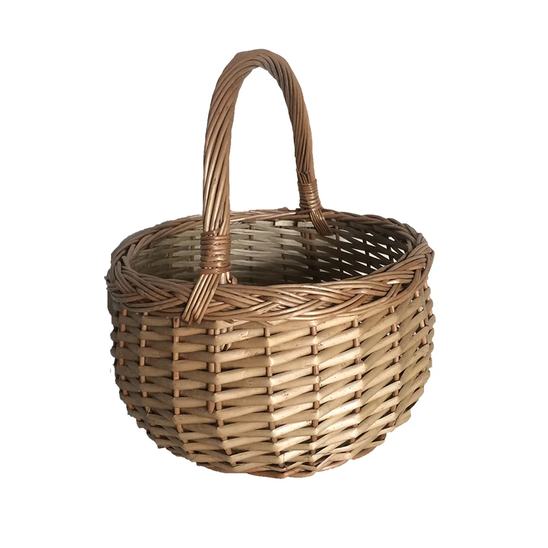 Wicker Basket Storage Fruit Round Handle Willow Basket - Buy Fruit ...