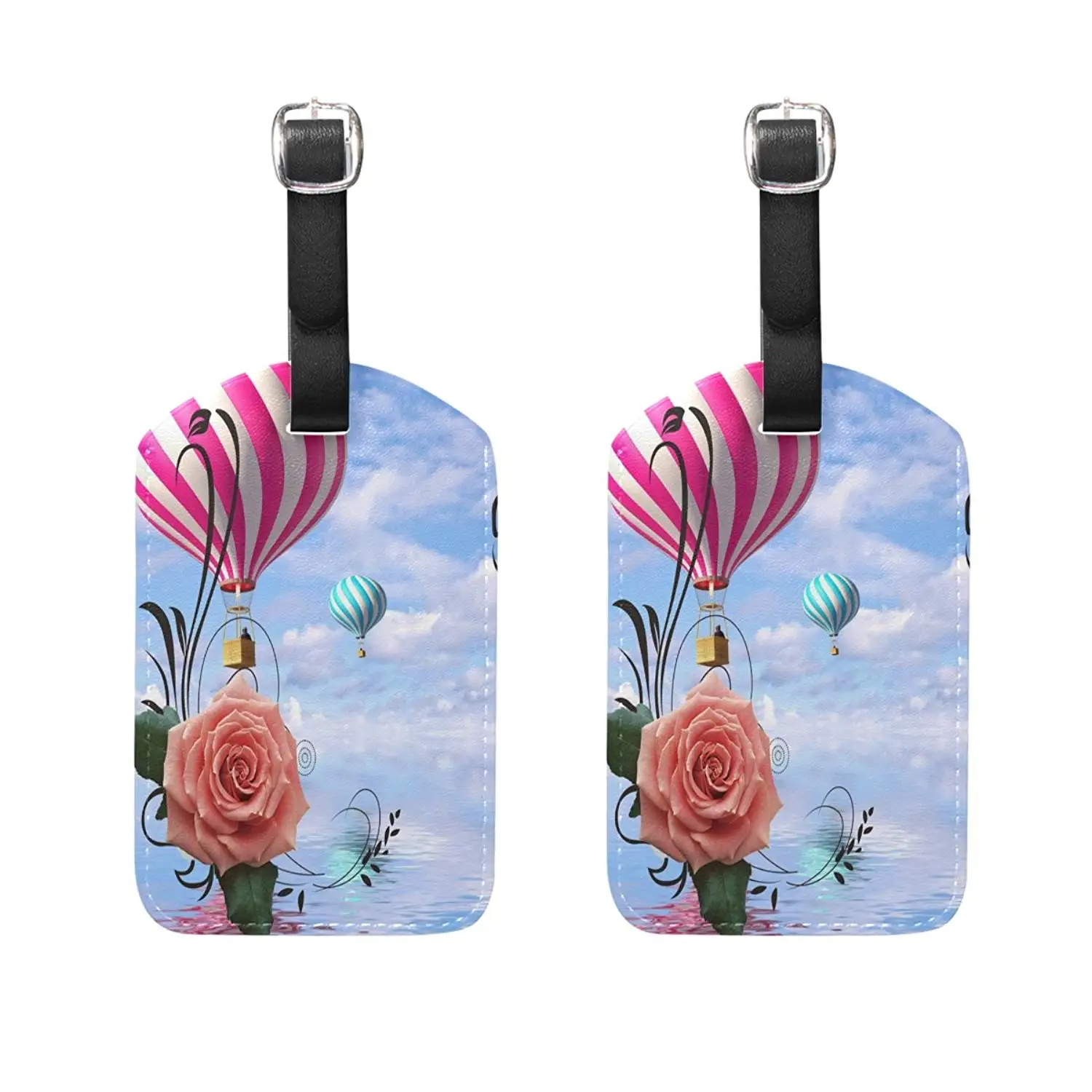 1Pcs Saobao Travel Luggage Tag Elephant With Hot Air Balloon PU Leather Baggage Suitcase Travel ID Bag Tag