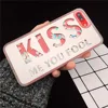 Heart Shape kiss word design quicksand liquid Glitter Bling mirror phone case cover for iphone 6 7 8 plus